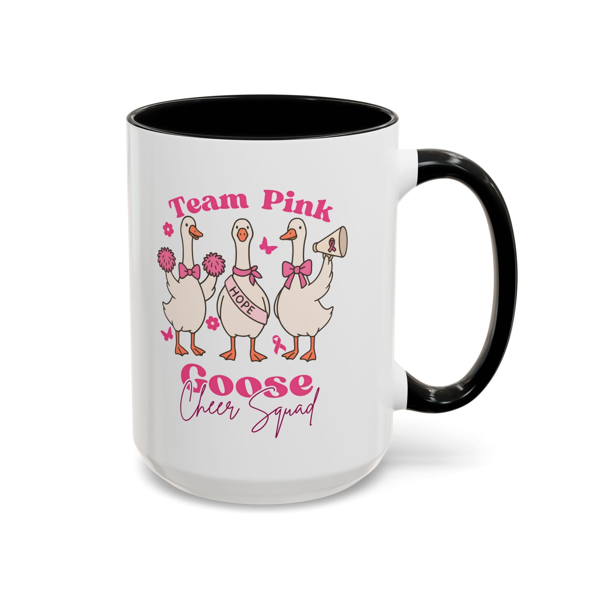 cancer awareness Team Pink Goose Cheer Squad Coffee Mug - Cute Animal Mug for Fun Gifts,   Home Decor/Office Use