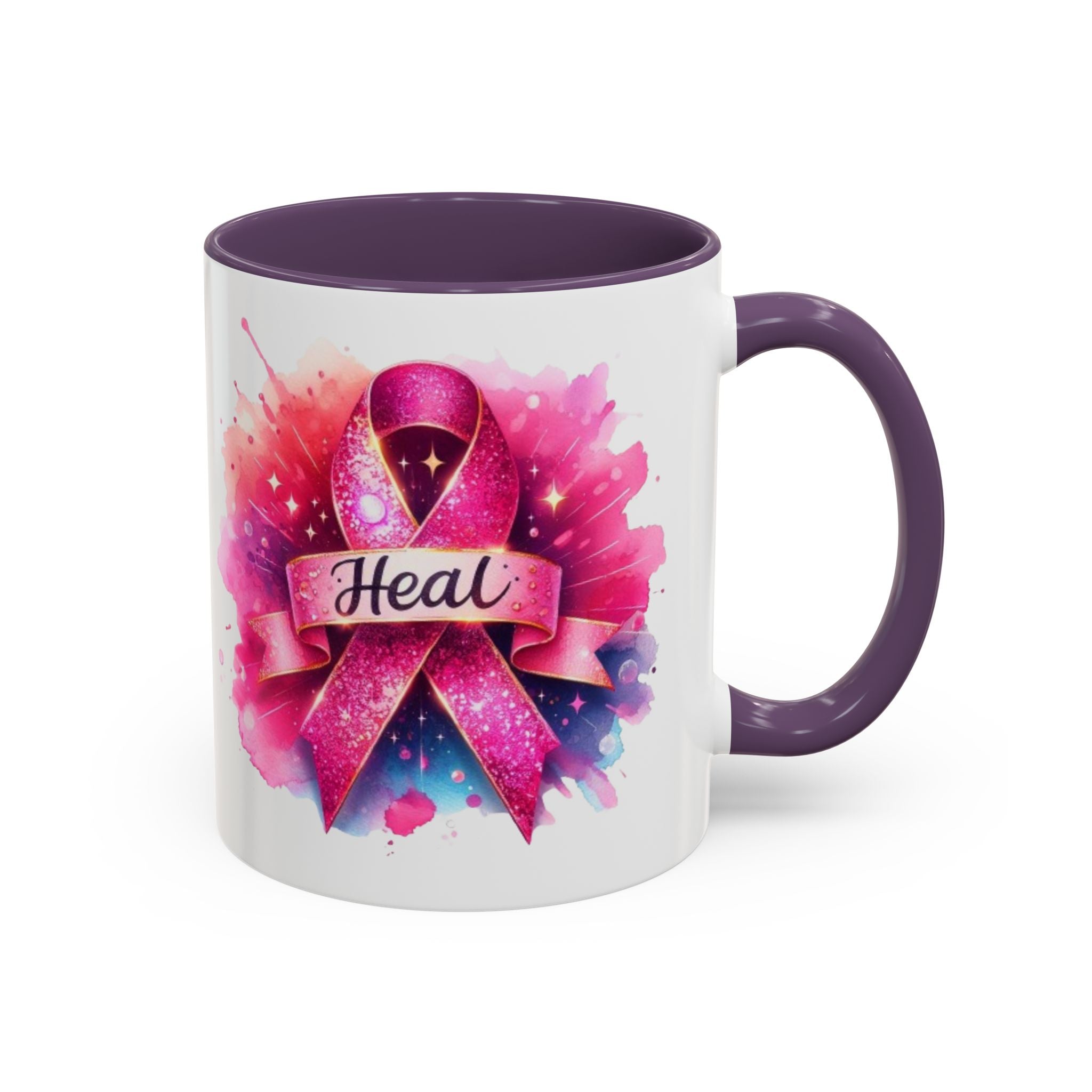 cancer awareness Inspirational Coffee Mug, Healing Ribbon Mug, Gift for Cancer Survivors, Motivational Drinkware, Support