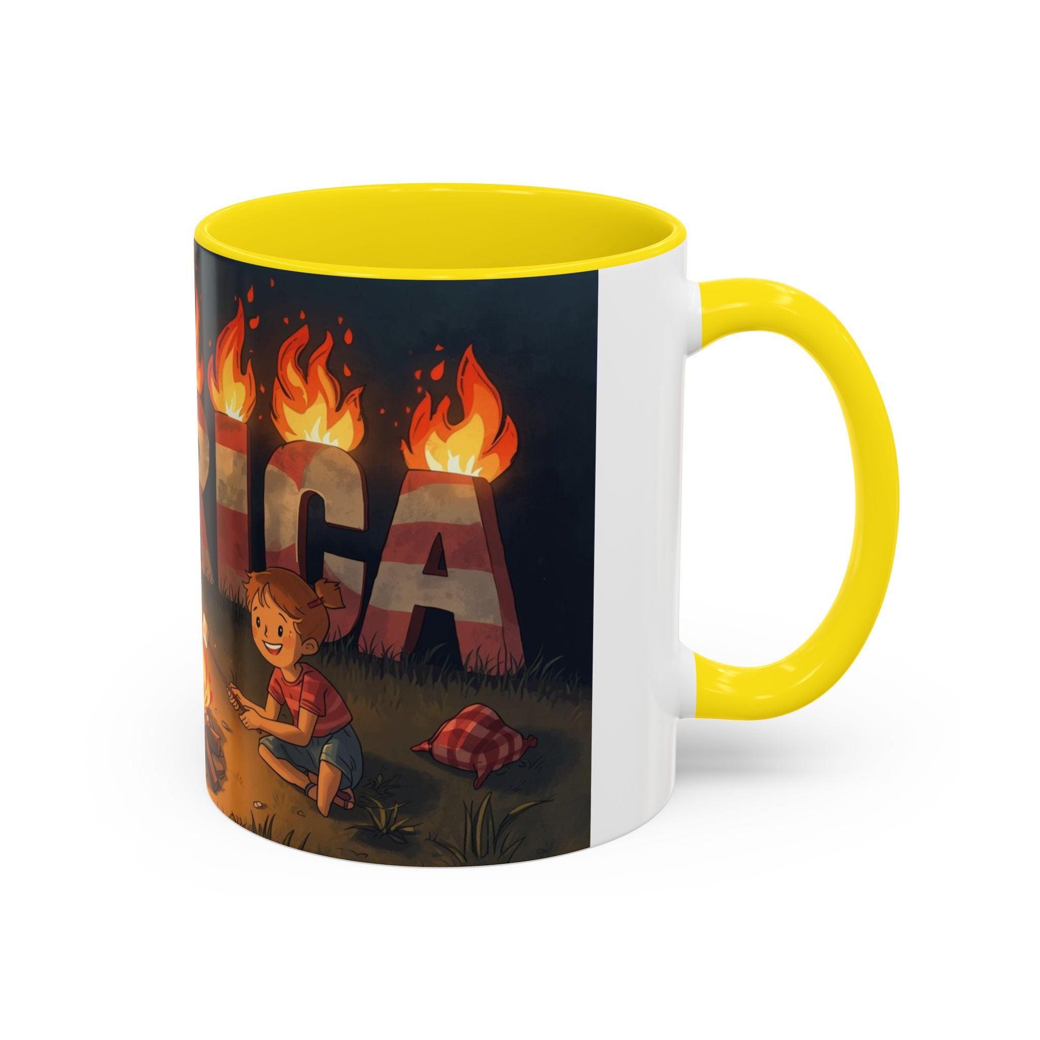 Patriotic Camping Coffee Mug - Fun America Design, Perfect for , Campfire Gatherings, Super for Gifts