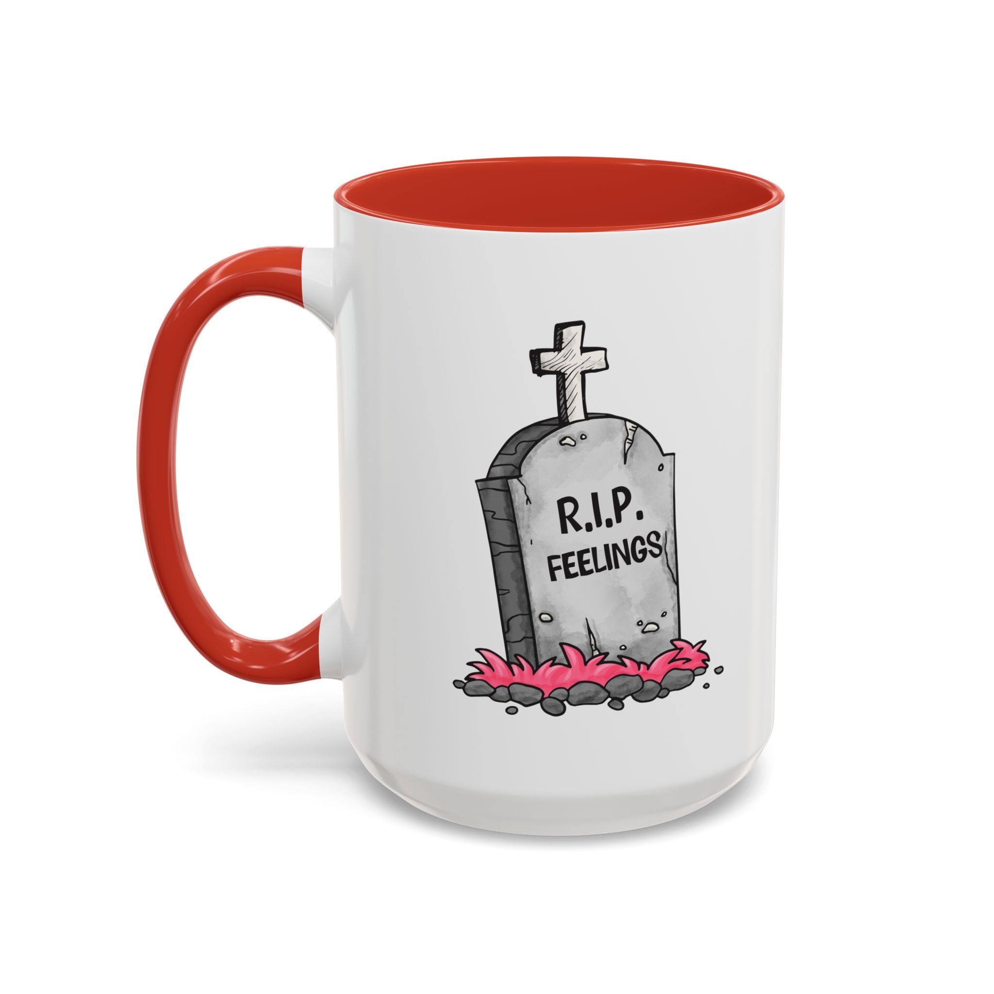 Coffee Mug — RIP Feelings Tombstone Accent Mug anti valentine