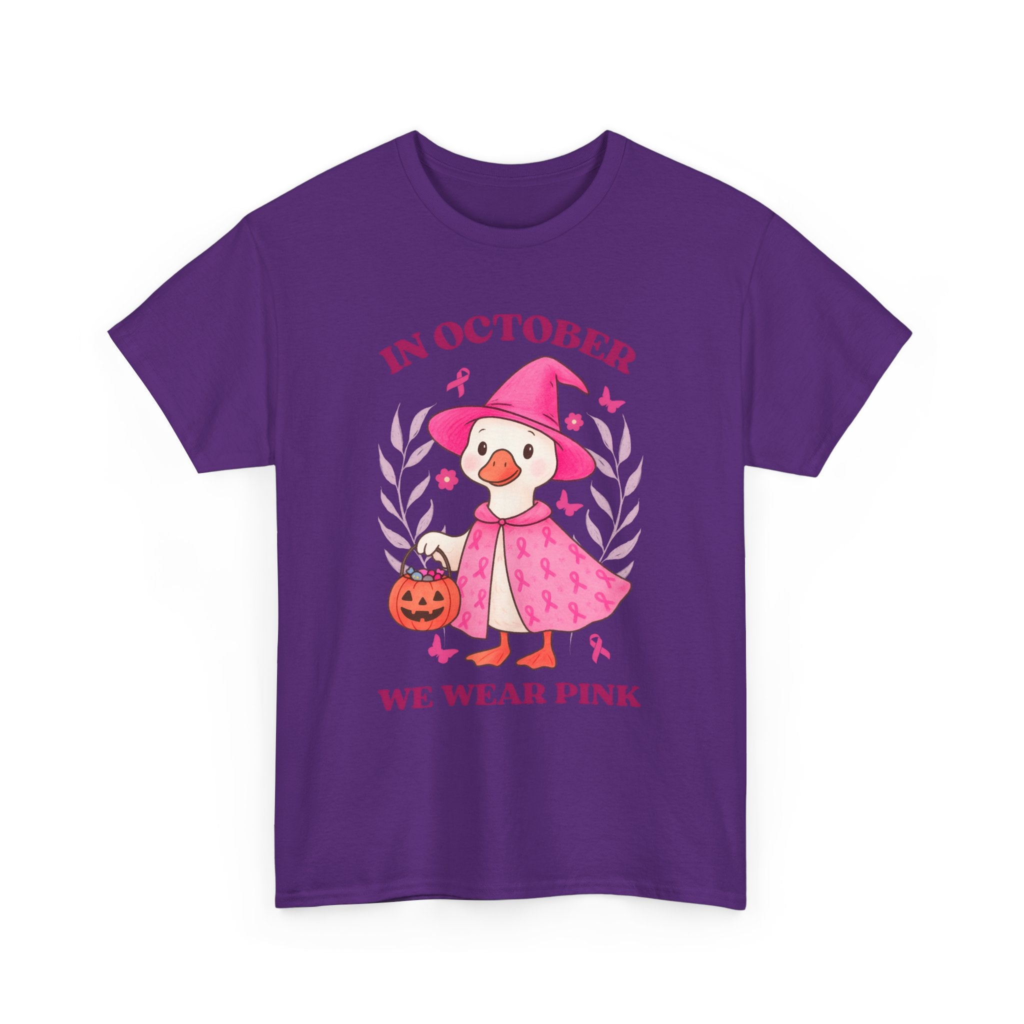 Breast Cancer Awareness Tee, Cute Pink Duck Shirt for October, Unisex Cotton T-Shirt, Awareness Month Apparel, Funny Halloween Outfit