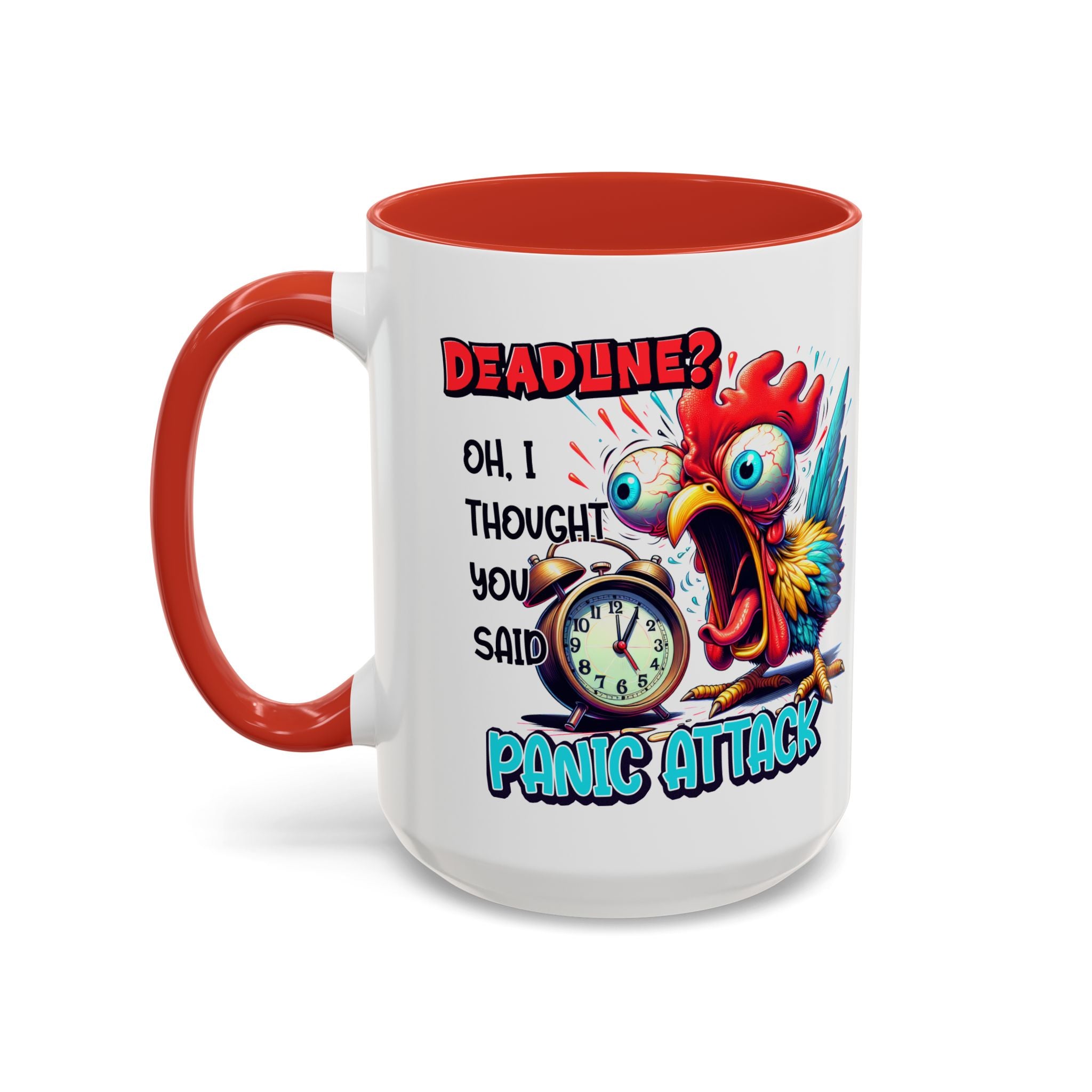Funny Panic Attack Coffee Mug, Quirky Rooster Mug for Stress Relief, Gift for Teachers, Office Humor, Coworker Gift, Fun Coffee Cup