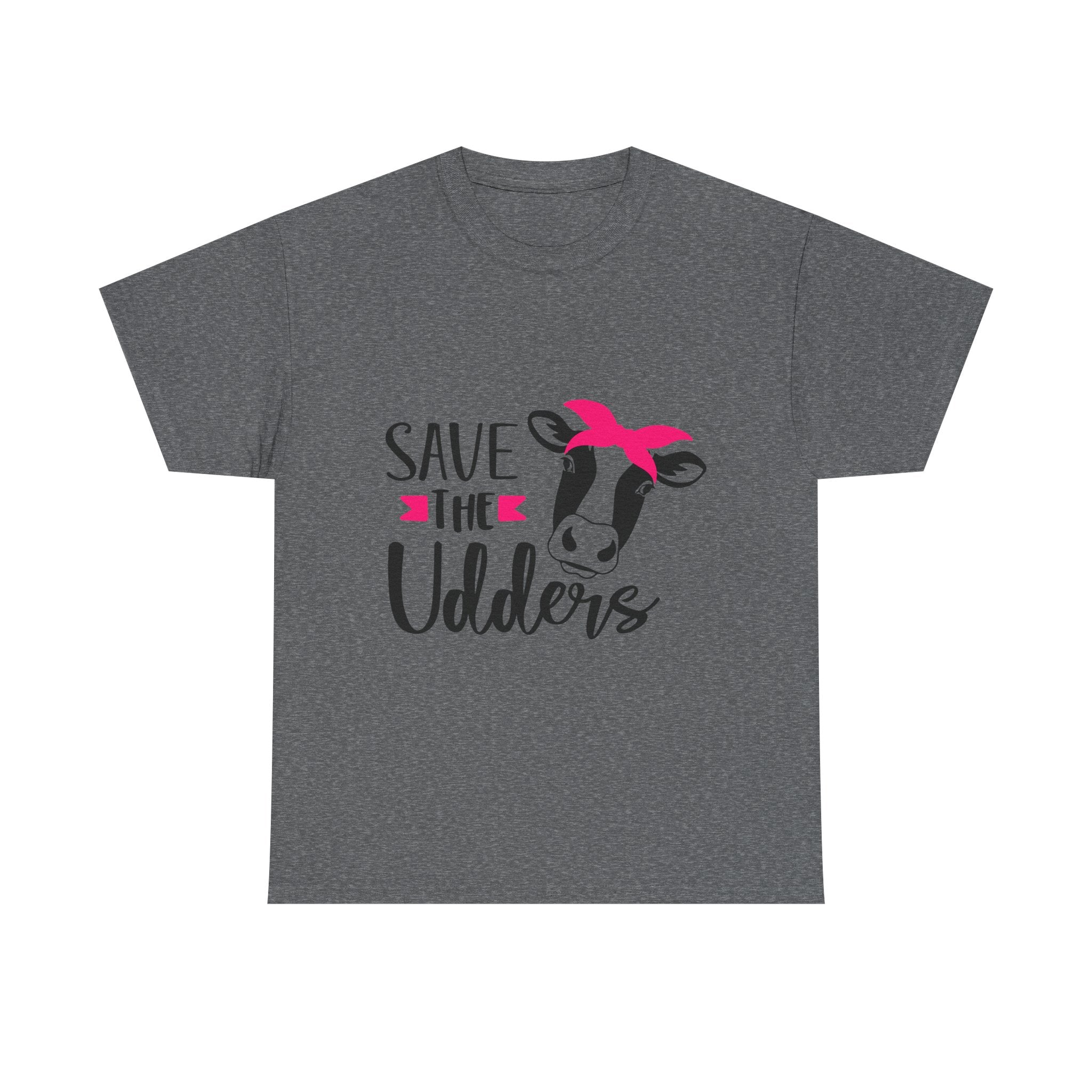cancer awareness Save the Udders Unisex Heavy Cotton Tee, Fun Cow Tee,  Animal Lover Gift, Casual Tee, Eco-Friendly Apparel