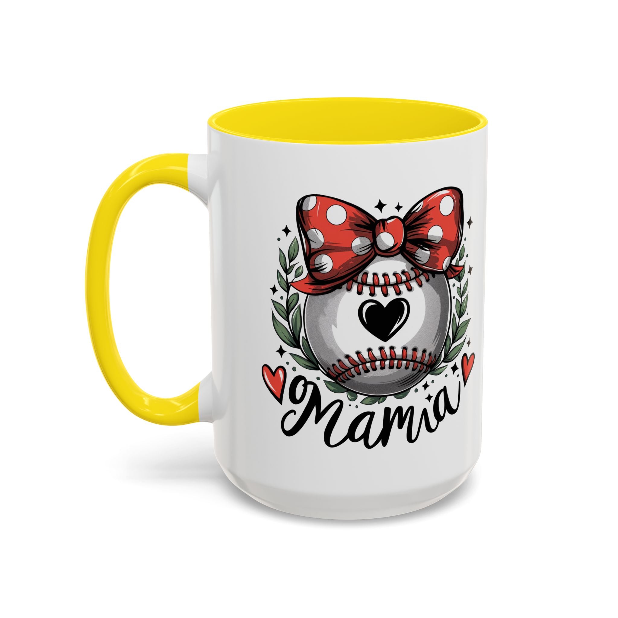 Mama's Accent Coffee Mug | Baseball & Heart Design | Gift for Mom, Mother's Day, Birthday, Coffee Lovers, Baseball Fans