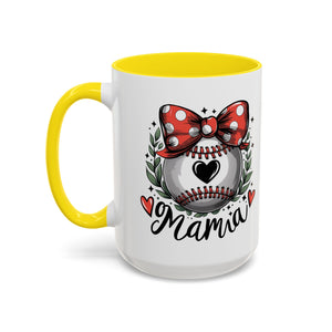 Mama's Accent Coffee Mug | Baseball & Heart Design | Gift for Mom, Mother's Day, Birthday, Coffee Lovers, Baseball Fans