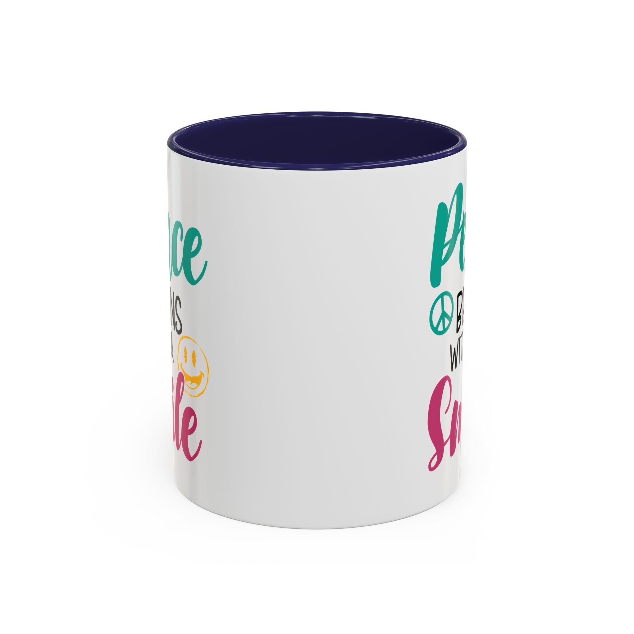 Inspirational Peace Coffee Mug - "Peace Begins with a Smile" - 11oz & 15oz
