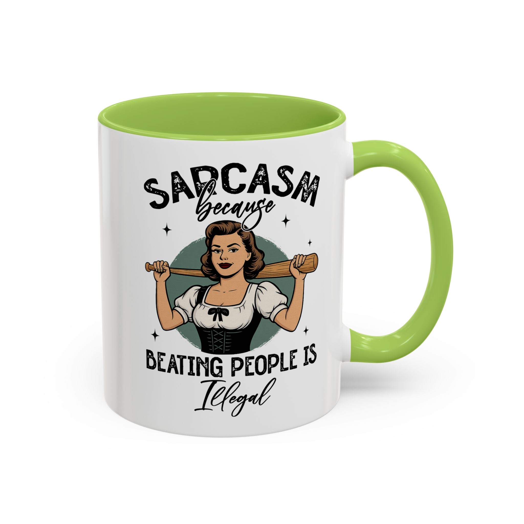 Sarcasm Coffee Mug — “Sarcasm Because Beating People Is Illegal” Accent Mug attitude funny