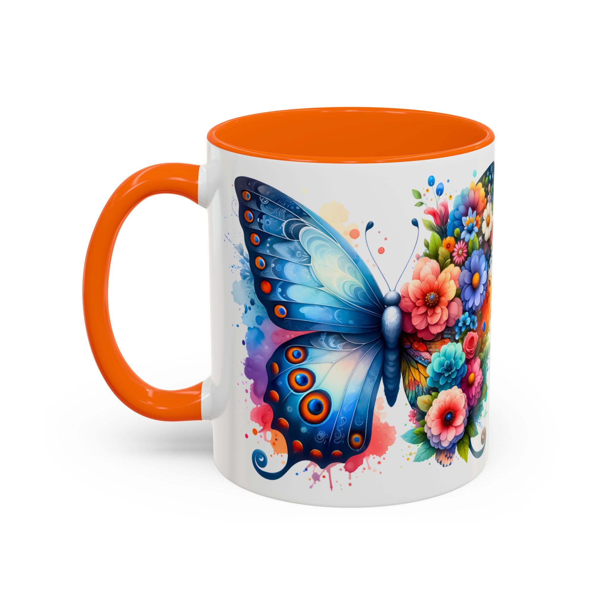 Colorful Floral Butterfly Accent Coffee Mug – Vibrant Artistic 11/15oz nature lover