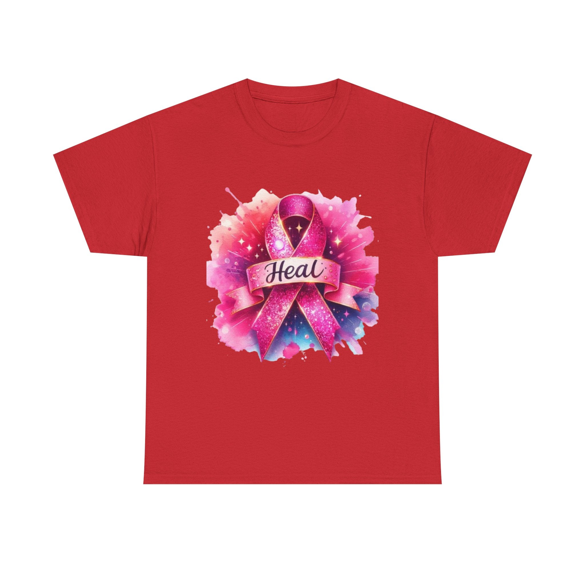 Breast Cancer Awareness Tee, Heal Ribbon Shirt, Supportive Gift, Unisex Cotton T-Shirt, Inspirational Apparel, Pink Ribbon Top