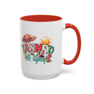 Tanned & Tipsy Accent Coffee Mug - Perfect for Summer Vibes & Beach Lovers party