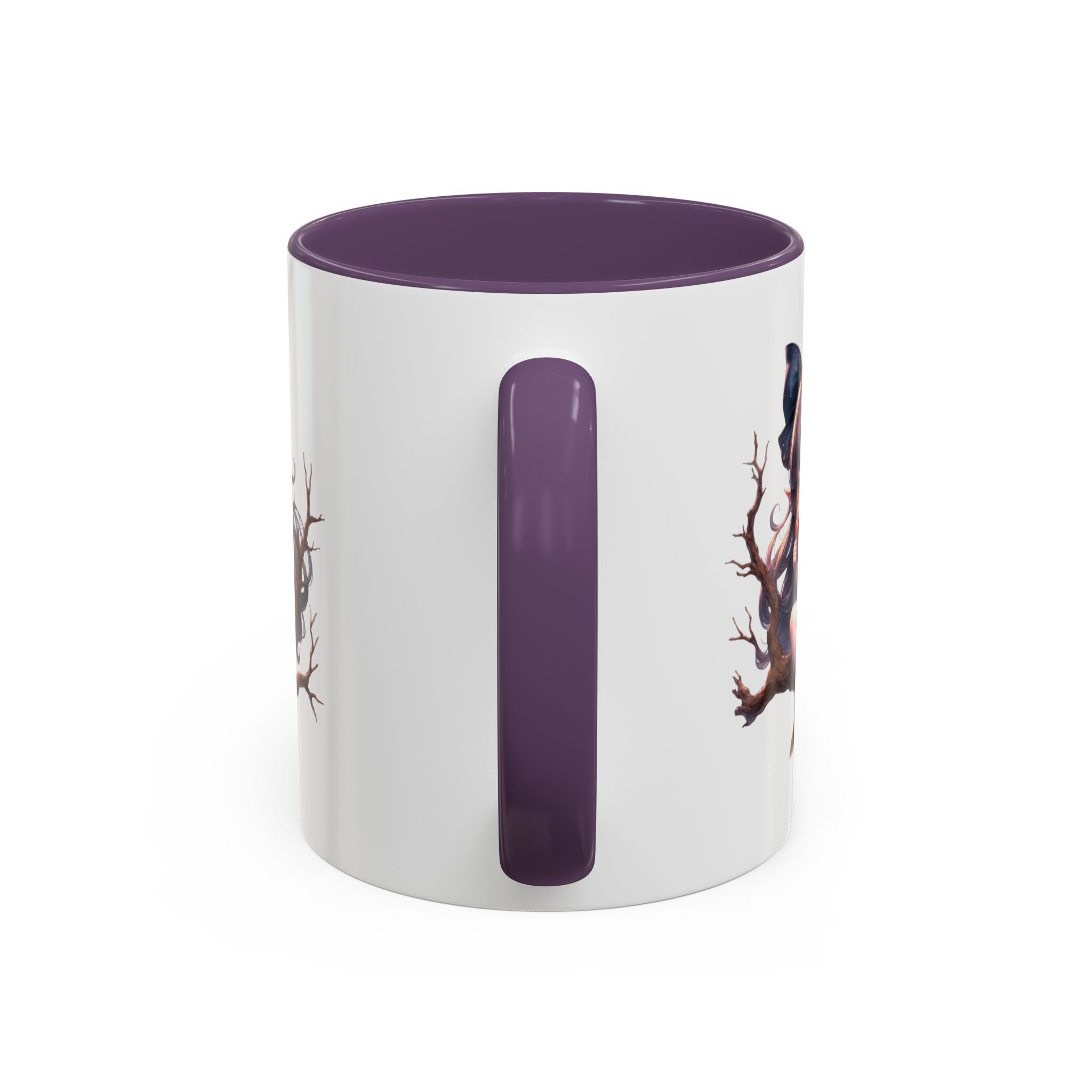 gothic vampire girl in tree horror art Accent Coffee Mug (11, 15oz) png16