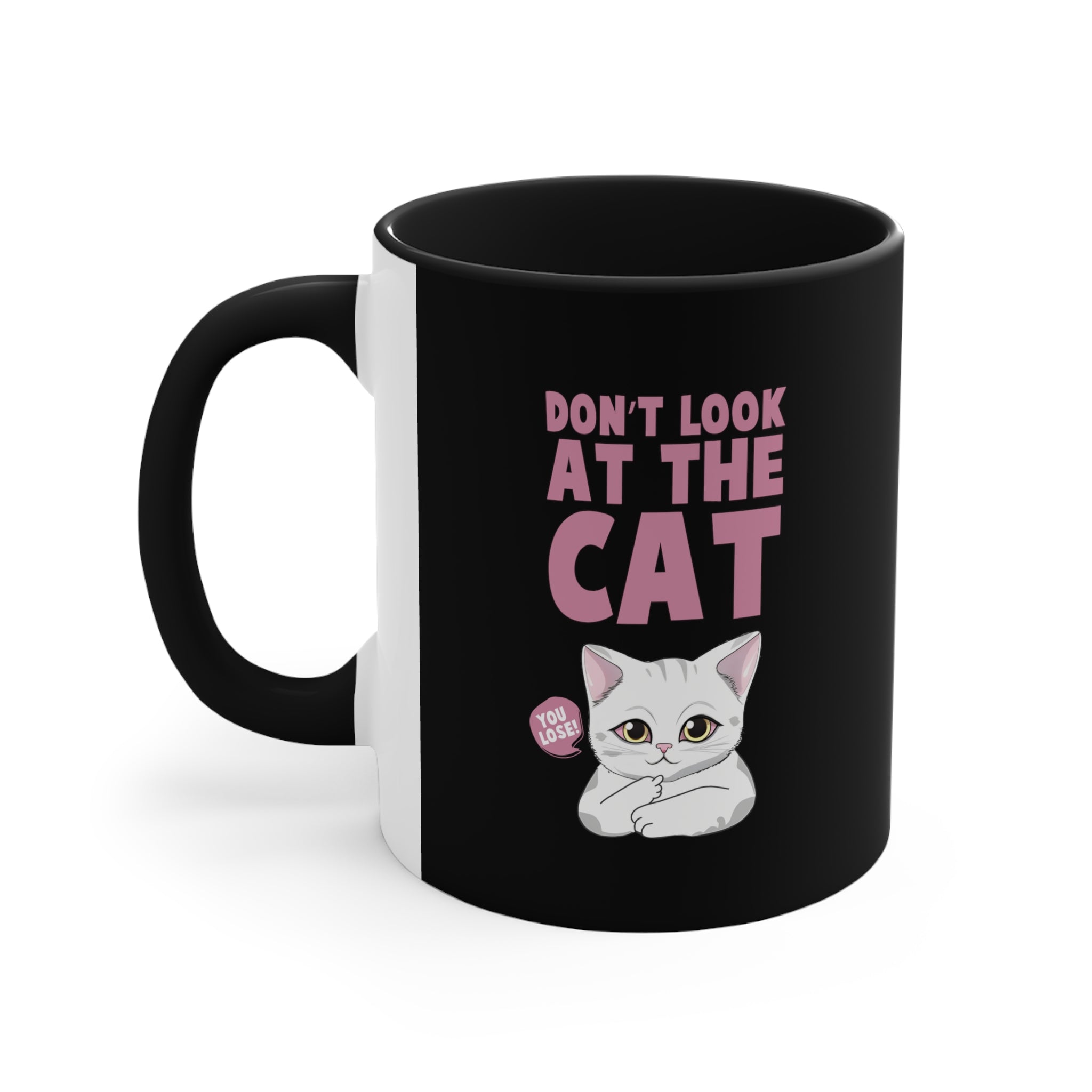 funny don't look at the cat Accent Coffee Mug, 11oz animal lovers gift