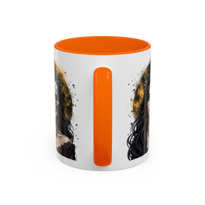 Gothic Art Accent Mug - Artistic Skull & Lady Design, Unique Coffee Cup for Halloween, Gift for Her, Decorative Kitchenware, Dark Aesthetic