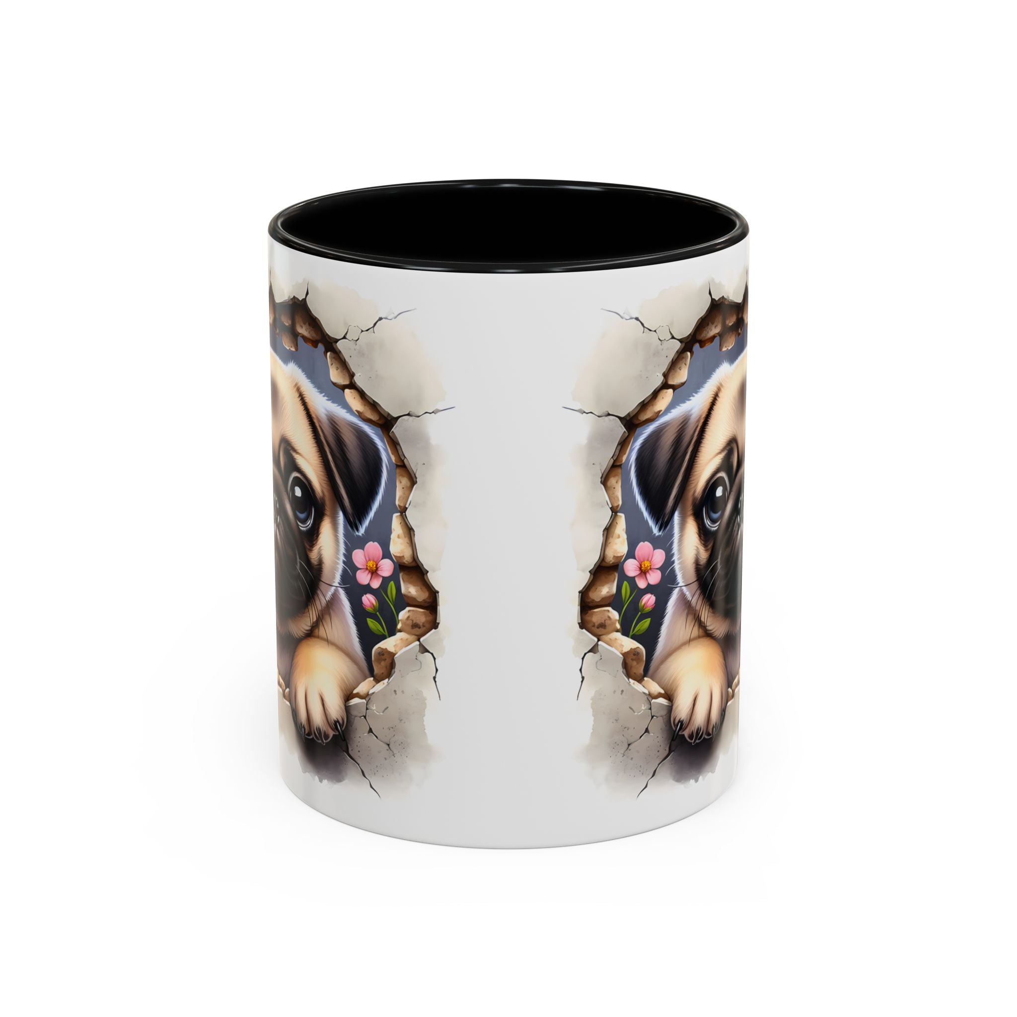 Pug In A Wall Coffee Mug - Cozy Ceramic Cup for Dog Lovers - Cute Pet Gift for Birthdays, Anniversaries, and Holidays
