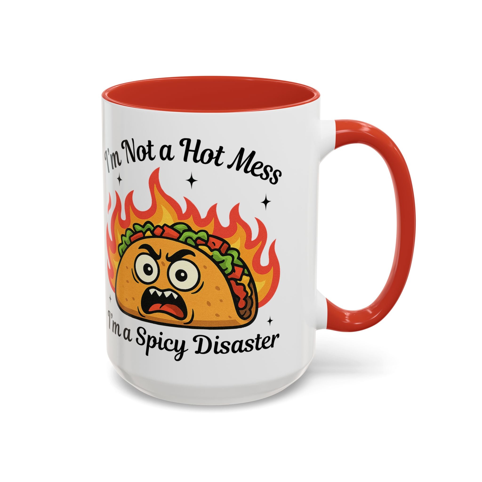 Funny Taco Mug - "I’m Not a Hot Mess, I’m a Spicy Disaster" Accent Coffee Mug