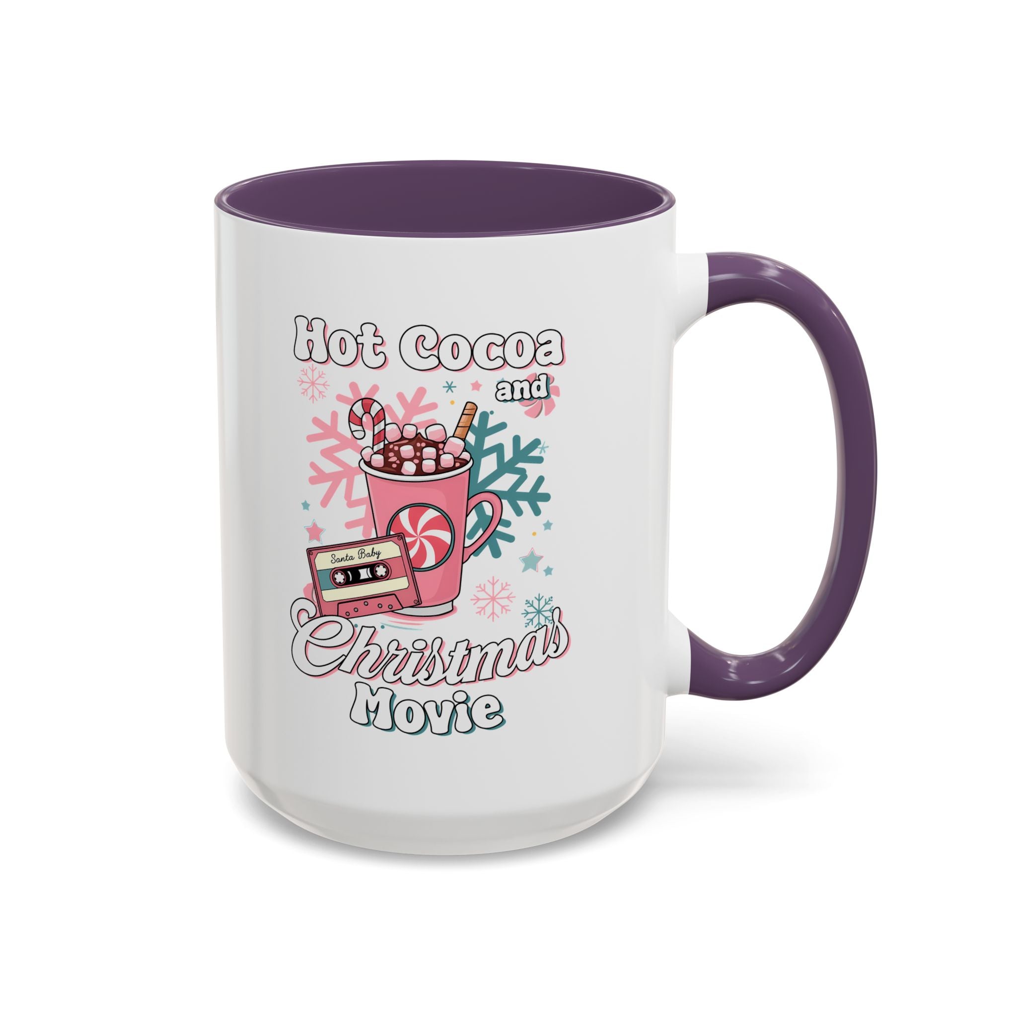 Hot Cocoa & Christmas Movie Mug, Cozy Holiday Cup, Winter Gift, Festive Beverage Container, Cute Coffee Mug