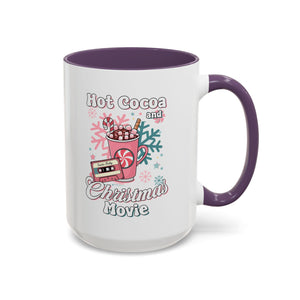 Hot Cocoa & Christmas Movie Mug, Cozy Holiday Cup, Winter Gift, Festive Beverage Container, Cute Coffee Mug
