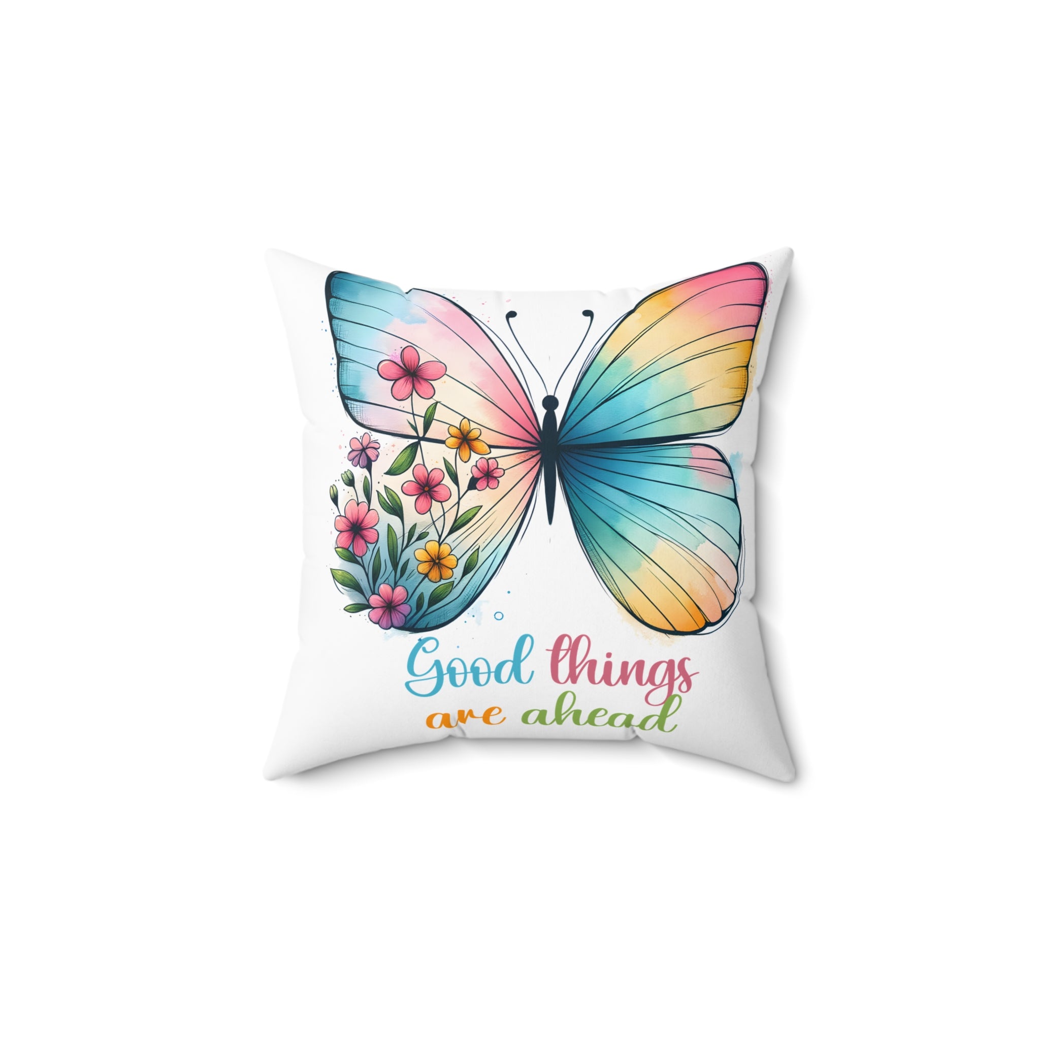 Butterfly Pillow – "Good Things Are Ahead" Decorative Throw Pillow