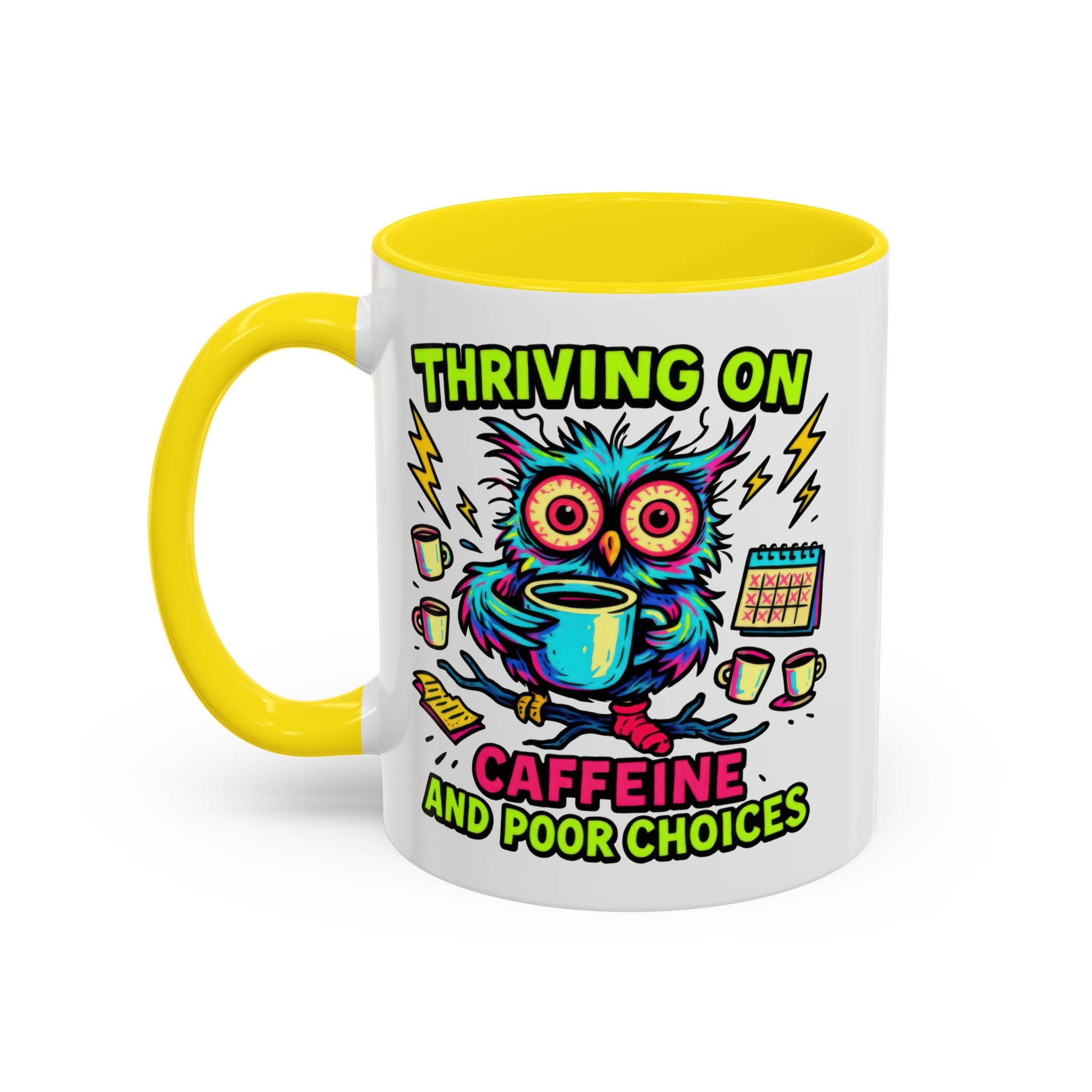 Thriving on Caffeine Mug | Funny Owl Coffee Cup | Gift for Coffee Lovers | Cute Kitchen Decor | Birthday, Holiday Gift