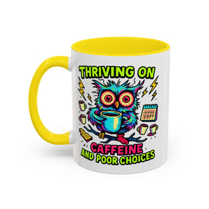 Thriving on Caffeine Mug | Funny Owl Coffee Cup | Gift for Coffee Lovers | Cute Kitchen Decor | Birthday, Holiday Gift