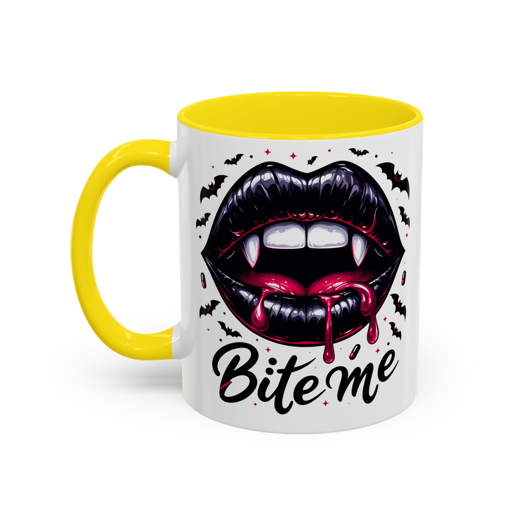Vampire Themed Coffee Mug - "Bite Me"  halloween bats horror art cup