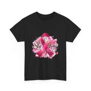 Breast Cancer Awareness Tee - She's Strong, Gift for Survivors, Supportive T-Shirt, Awareness Month, Inspirational Apparel