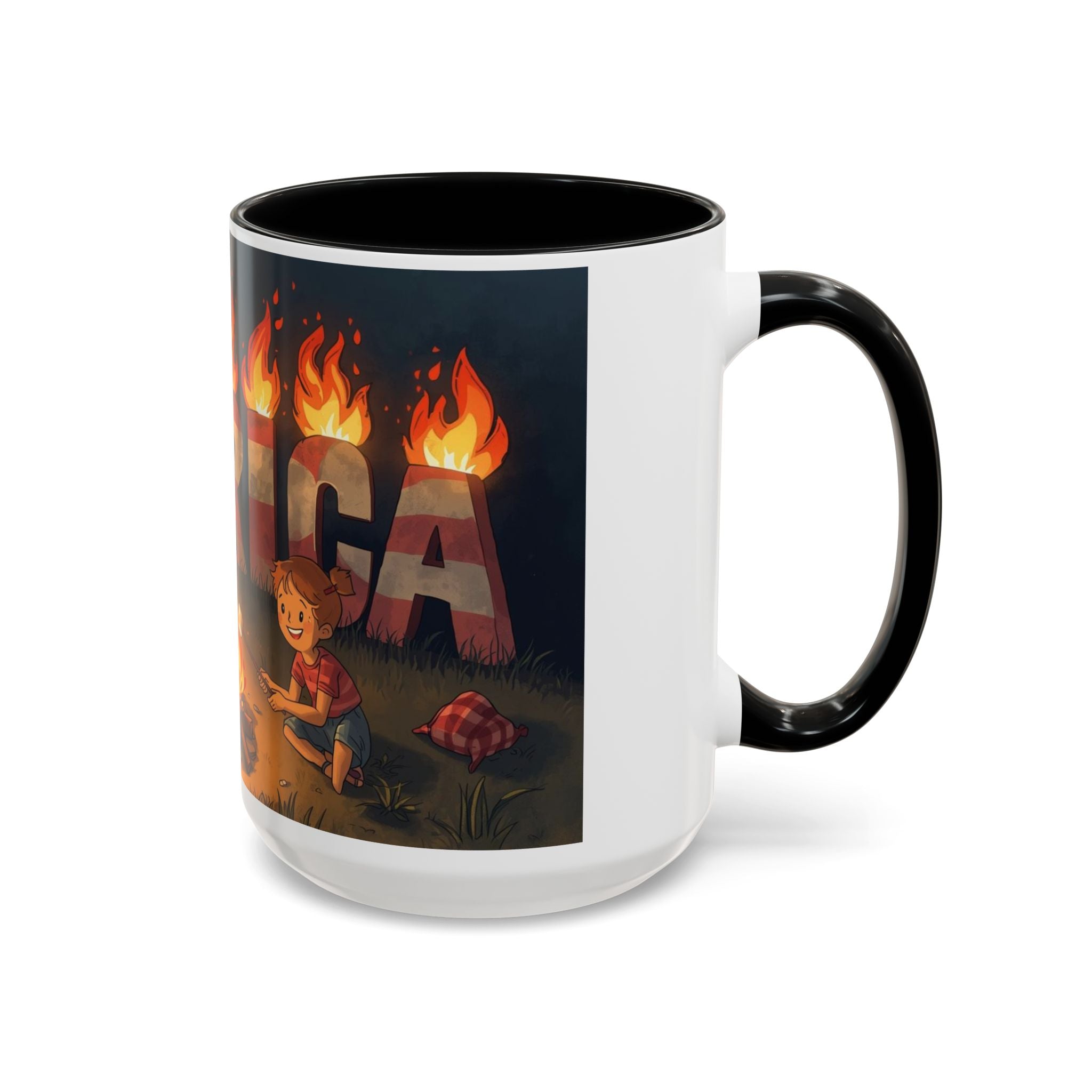 Patriotic Camping Coffee Mug - Fun America Design, Perfect for , Campfire Gatherings, Super for Gifts
