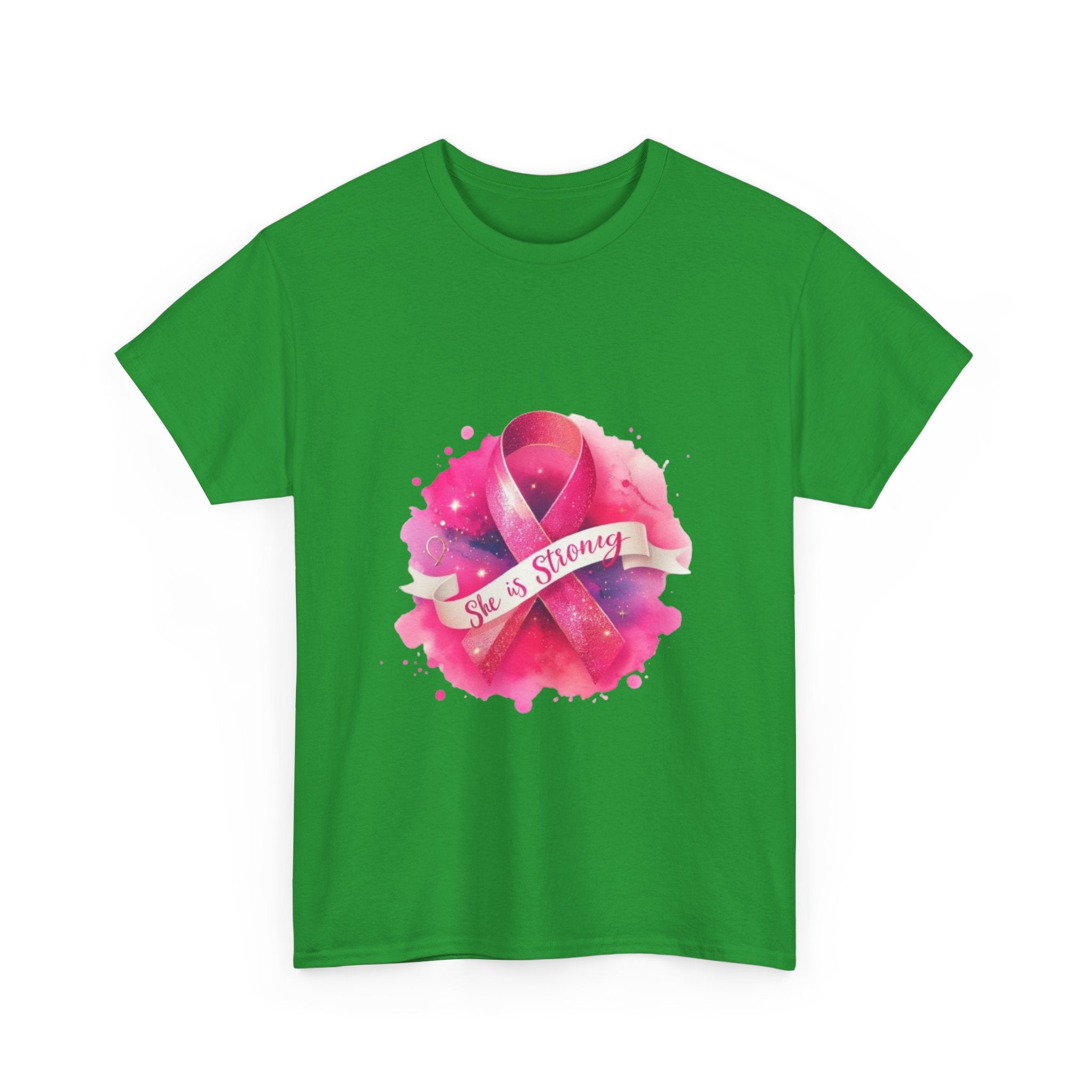 Empowering Cancer Awareness Tee - She is Strong, Support Shirt, Gift for Survivors, Pink Ribbon Apparel, Breast Cancer Awareness
