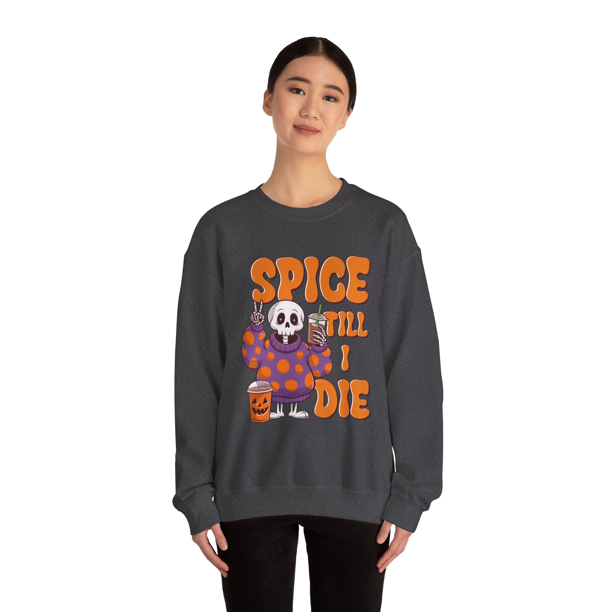 Spooky Fall Sweatshirt - Unisex Crewneck with 'Spice Till I Die' Design, Halloween, Cozy Autumn Vibe, Perfect for Halloween Parties