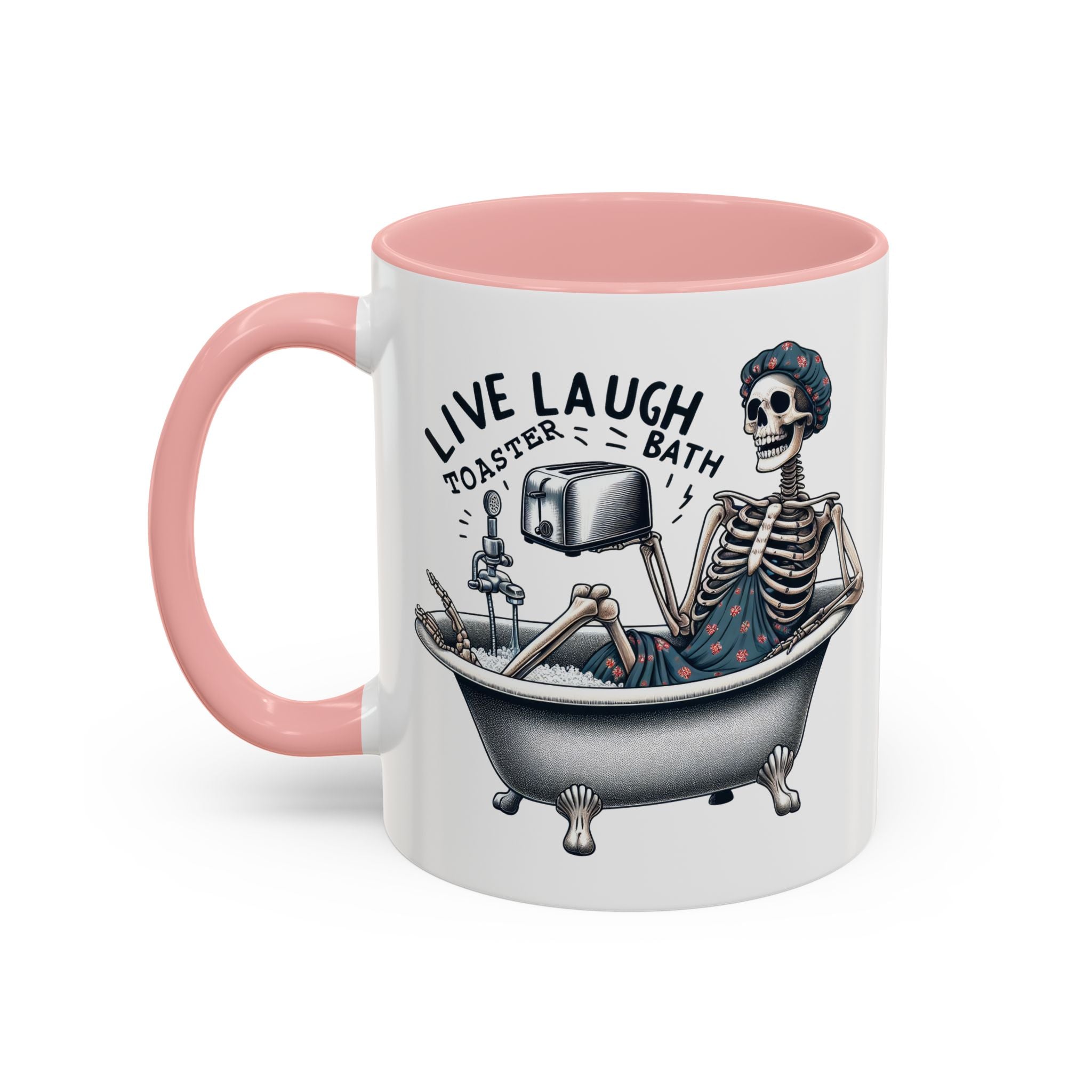 Skeleton Bath Time Coffee Mug, Live Laugh Roast & Relax Skeleton Mug, Funny Gift for Halloween, Quirky Kitchen Decor, Unique Coffee Cup