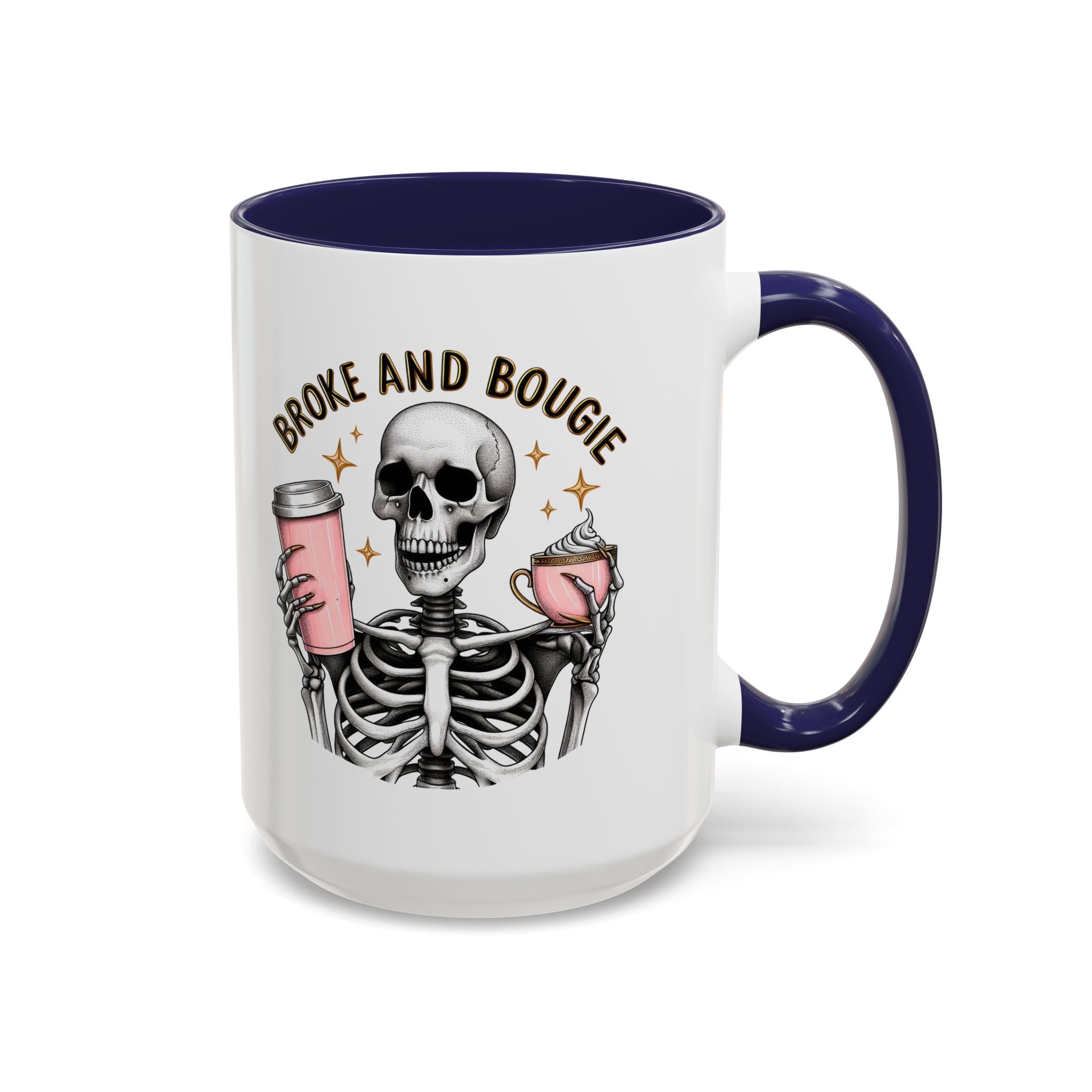 Broke and Bougie Coffee Mug, Skeleton Mug, Halloween Mug, Unique Gift for Coffee Lovers, Spooky Decor