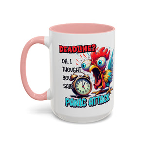 Funny Panic Attack Coffee Mug, Quirky Rooster Mug for Stress Relief, Gift for Teachers, Office Humor, Coworker Gift, Fun Coffee Cup