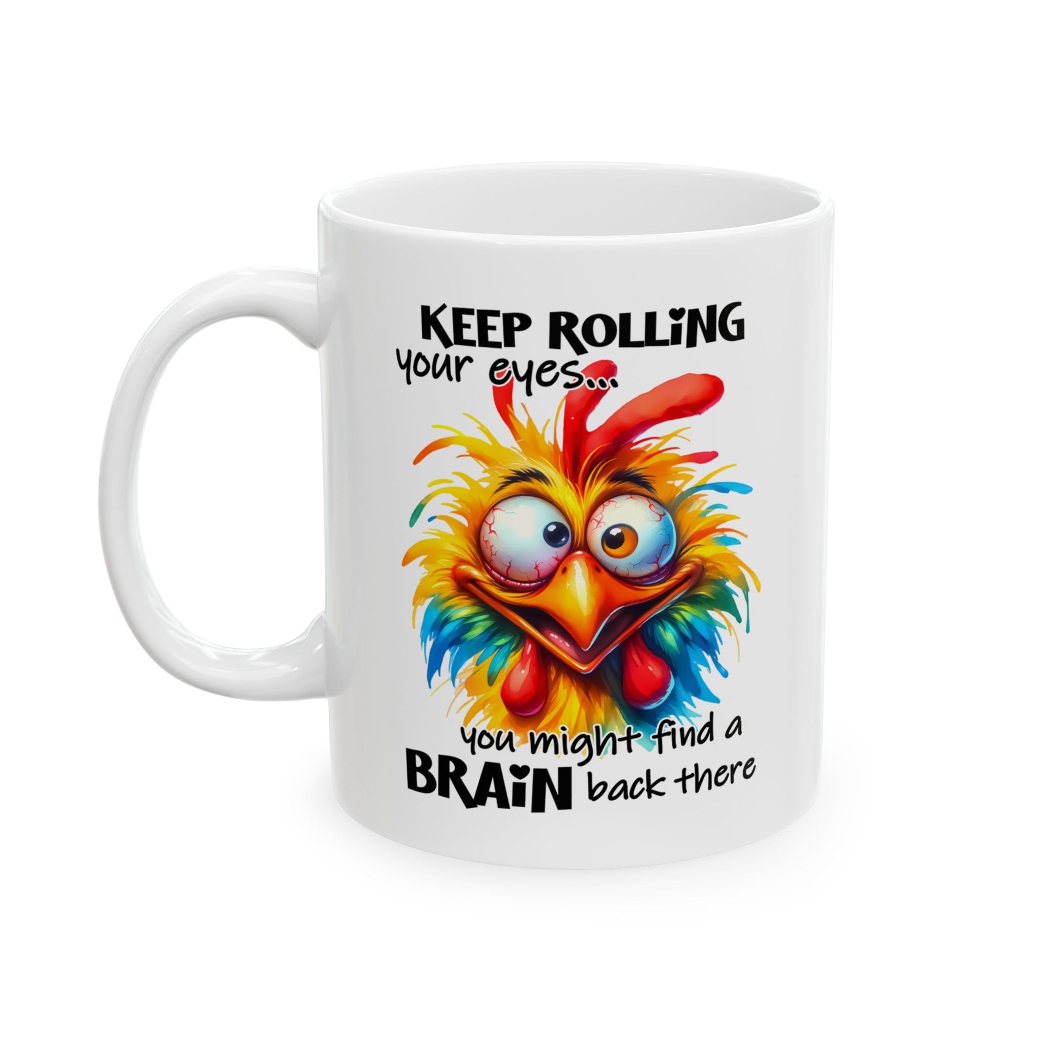 funny sarcasm  Rooster coffee Mug - rolling your eyes Funny Gift for Coffee Lovers, Great for Birthdays, Kitchen Decor, Tea Mug