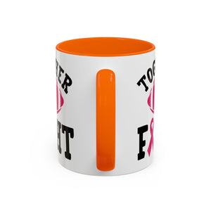 Together We Fight Pink Ribbon Coffee Mug, Support Breast Cancer Awareness, Gift for Survivors, Football Lovers, Empowerment