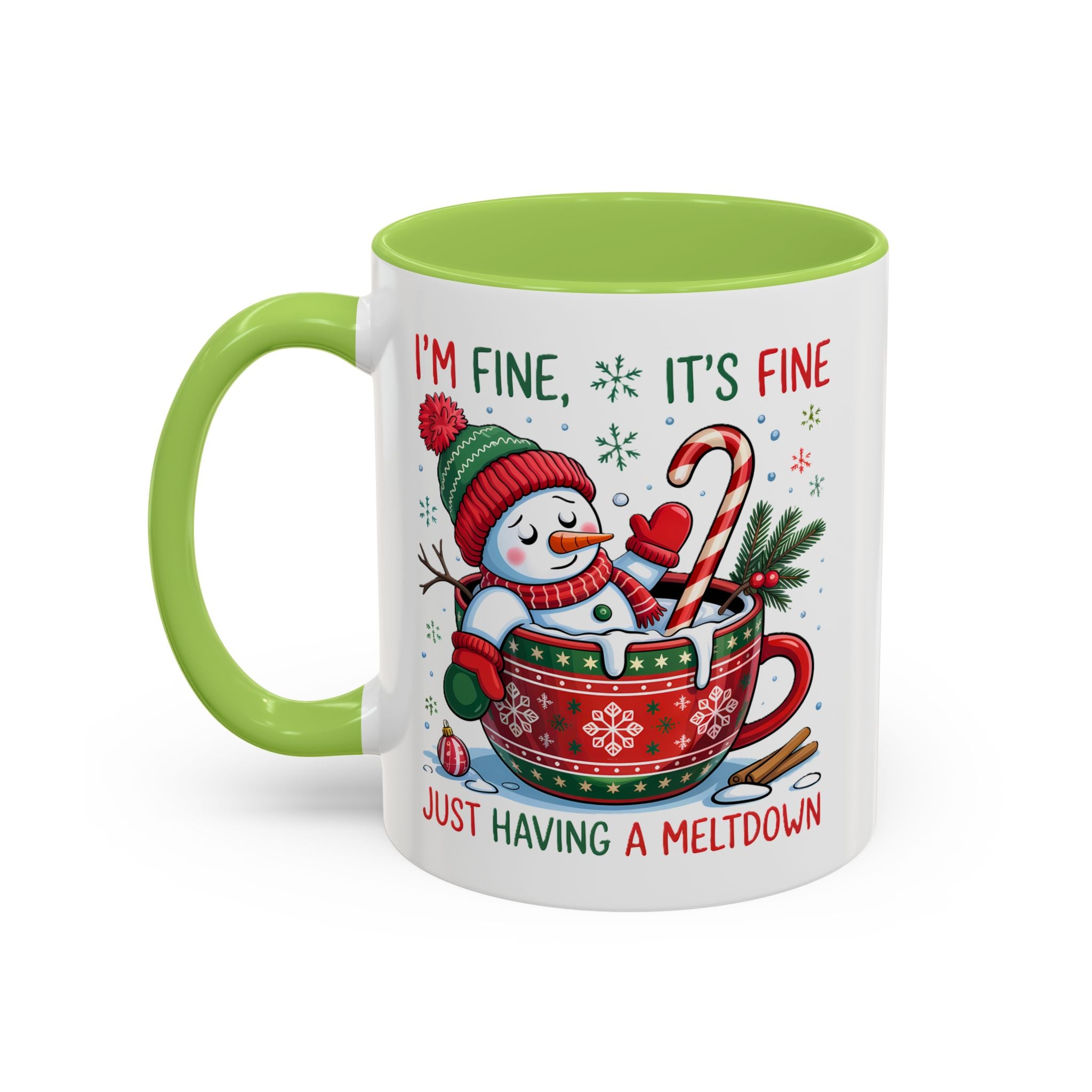 Festive Holiday Coffee Mug - "I'm Fine, It's Fine" Snowman Design sarcasm humor funny