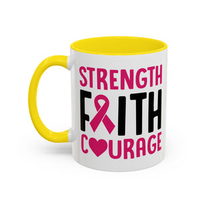 Inspirational Coffee Mug: Strength, Faith, Courage - Gift for Survivors, Awareness Events, Supportive Home Decor, Encouragement