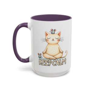 Serene Cat Coffee Mug, Funny Pet Lover's Gift, Cute Keepsake for Relaxation, Relaxing Drinkware, Quirky Home Decor