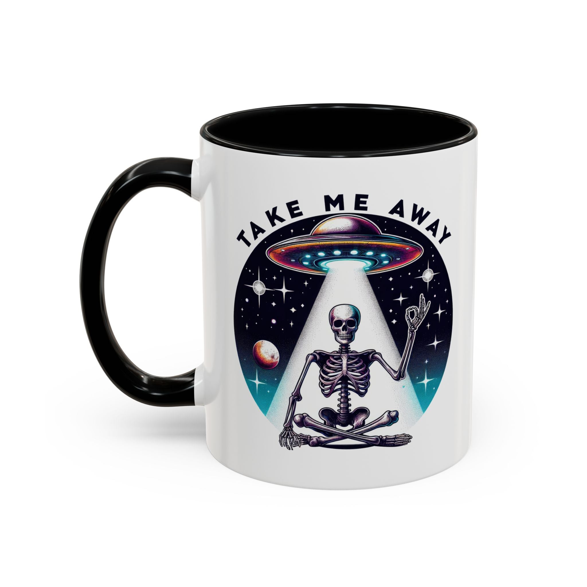 Galactic Skeleton Coffee Mug, Take Me Away Mug, Space-Themed Mug, Unique Gift for alien Lovers, Sci-Fi Cafe Mug