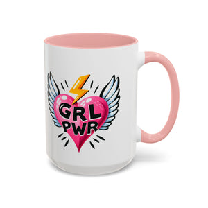 Empowering Heart Coffee Mug | Inspirational Gift for Women, GRL PWR Mug, Cute Kitchen Decor, Unique Friendship Gift, Motivational Coffee Cup