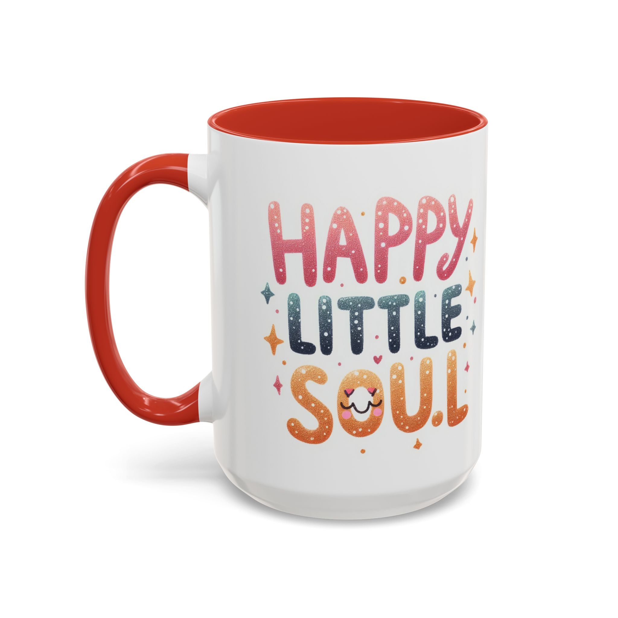 Happy Little Soul Accent Coffee Mug – Cute Positive Morning Quote (11/15 oz)