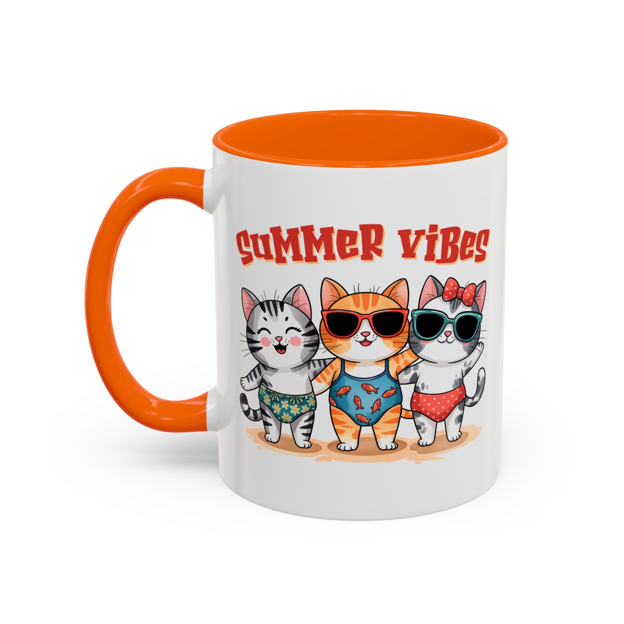Summer Vibes Cat Coffee Mug - Fun Accent Mug for Cat Lovers