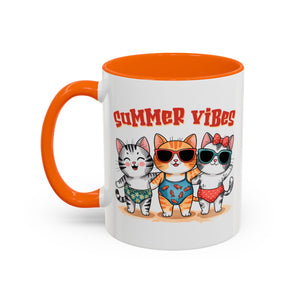 Summer Vibes Cat Coffee Mug - Fun Accent Mug for Cat Lovers