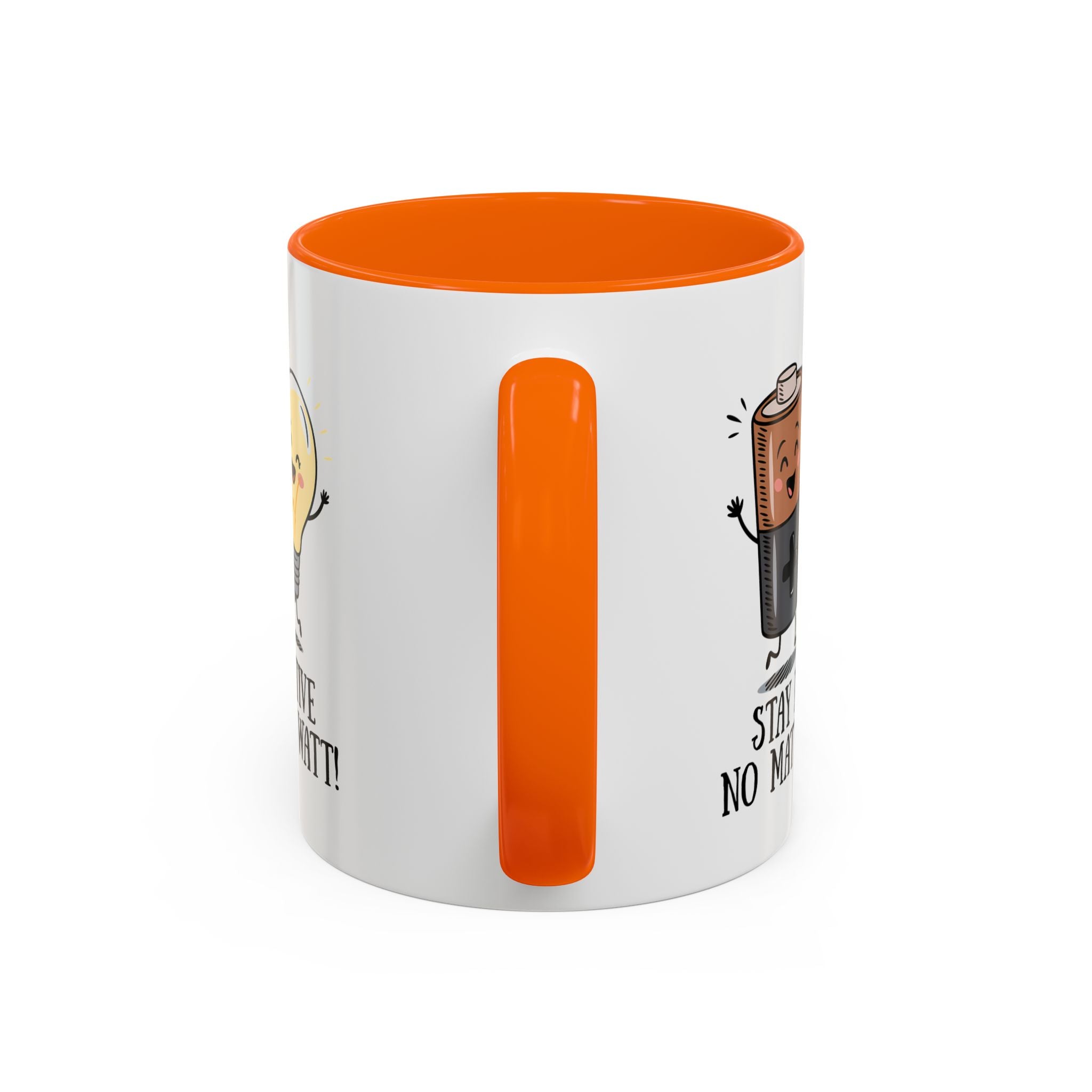 Stay Positive Accent Coffee Mug - 11oz & 15oz - Cute Light Bulb & Battery Design