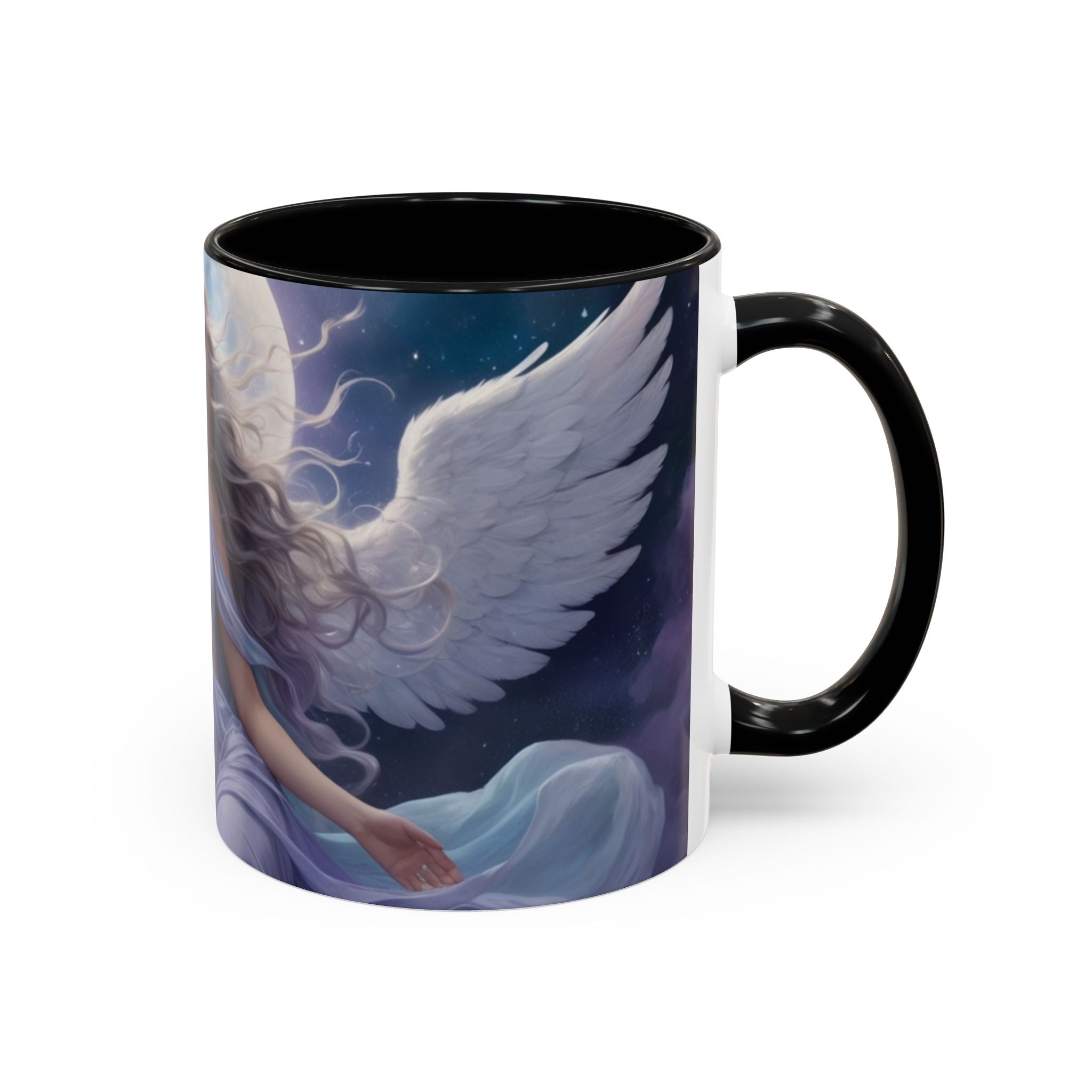 Celestial Angel Accent Coffee Mug - 11 & 15oz, Ethereal Design for Dreamy Coffee Lovers fantasy