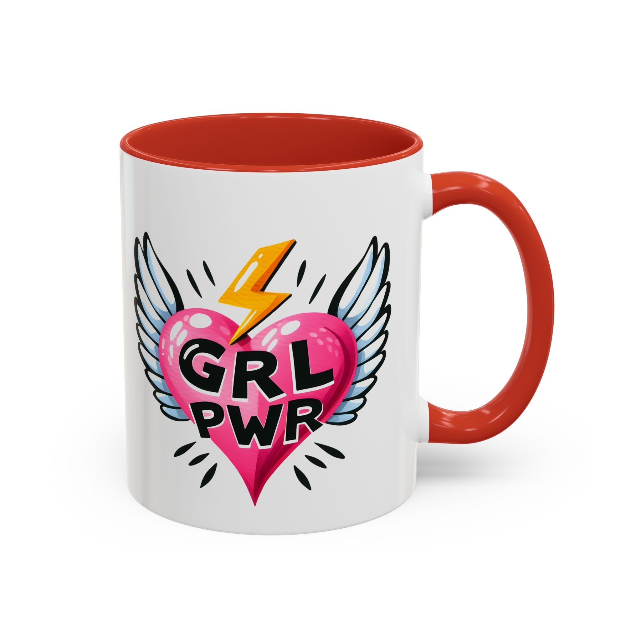 Empowering Heart Coffee Mug | Inspirational Gift for Women, GRL PWR Mug, Cute Kitchen Decor, Unique Friendship Gift, Motivational Coffee Cup