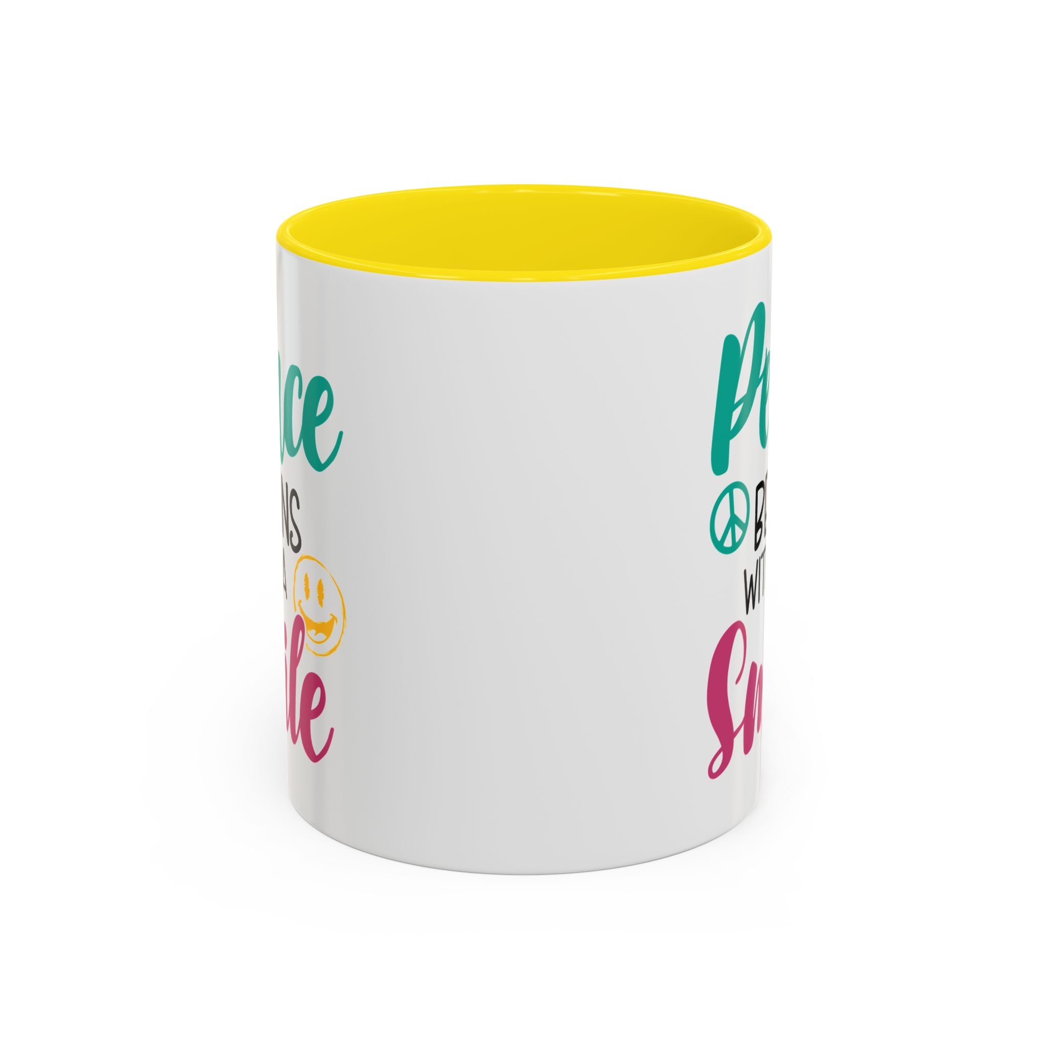 Inspirational Peace Coffee Mug - "Peace Begins with a Smile" - 11oz & 15oz