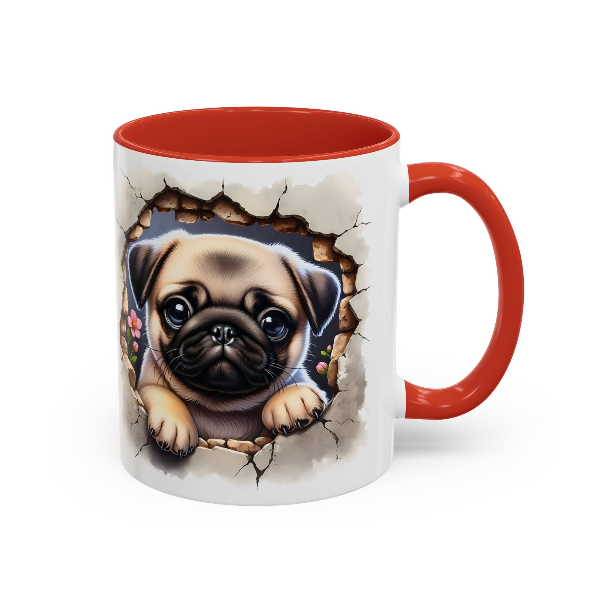 Pug In A Wall Coffee Mug - Cozy Ceramic Cup for Dog Lovers - Cute Pet Gift for Birthdays, Anniversaries, and Holidays