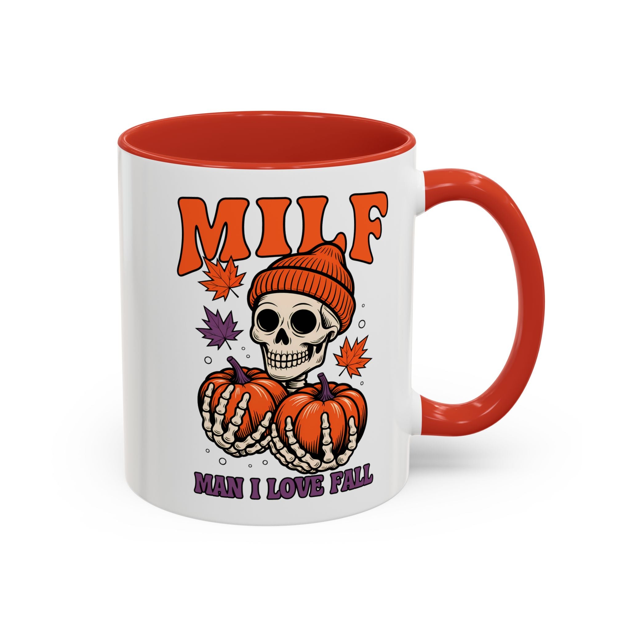 Halloween Pumpkin Skull Coffee Mug – "MILF: Man I Love Fall" funny adult humor sexy time joke