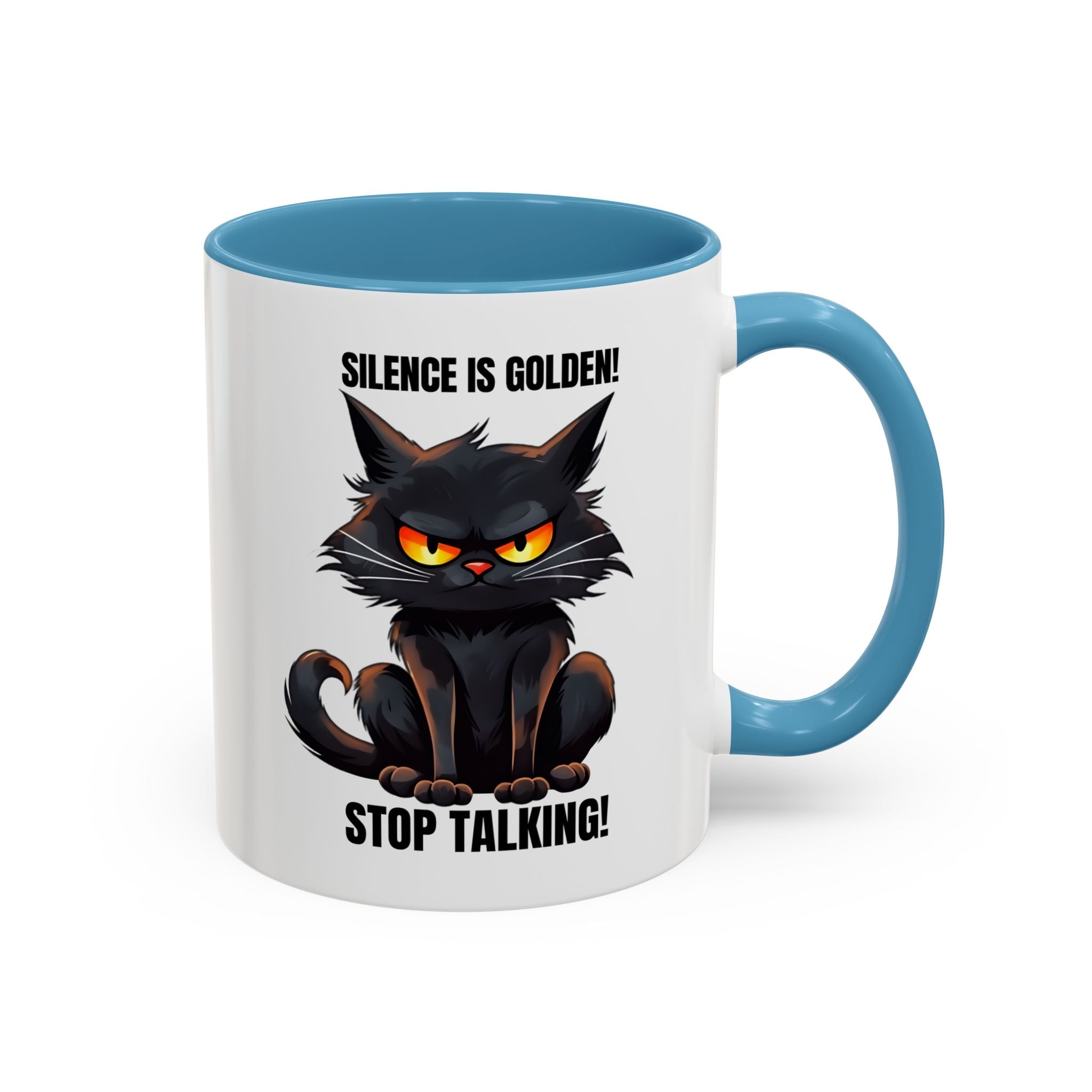 Funny Cat Mug | Silence Is Golden Coffee Cup | Gift for Cat Lovers | Humorous Kitchenware | Ceramic Teacup | Unique Animal Gifts