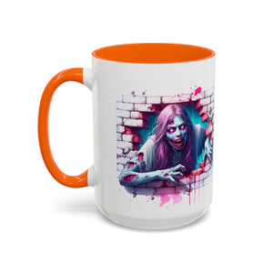 Spooky Zombie Accent Coffee Mug | Halloween Gift, Horror Decor, Unique Coffee Cup, Gothic Style, Zombie Art